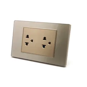 Hotel Office Residential plug wall installation double 3pin electrical power supply thailand glass lamp socket