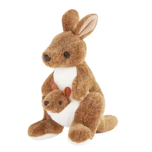 Skin-friendly Lovable Stuffed Animal Toys Kangaroo Cute Plush Toys for Kids Preschool Birthday Gifts