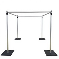 Support de toile de fond réglable en aluminium à double barre transversale, hauteur 6-10 pieds, largeur 6-10 pieds, base robuste, pour mariages et événements, vente en gros