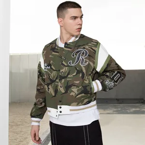 Benutzer definierte Streetwear Print Camo Jacken Herren Camouflage Patchwork Short Jacket