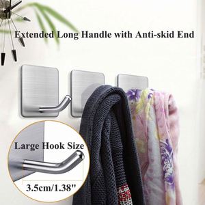 Kitchen Bathroom Adhesive Hooks Heavy Duty <b>Wall</b> <b>Hangers</b> Waterproof Stainless Steel Eco-Friendly Multifunction Clothing Hanging - Product Image 4