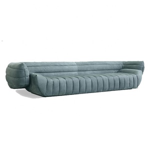 Canapé en cuir nubuck italien antique, finition mate, avec accoudoirs, canapé en forme de chenille, canapé de villa - Product Image 2
