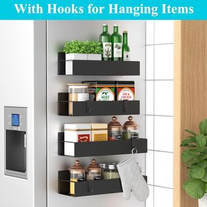 Black Magnetic Spice Rack for Kitchen Organizer <strong>Storage</strong> Multifunctional Fridge <strong>Microwave</strong> Oven <strong>Storage</strong> Shelf <strong>Storage</strong> - Product Image 2