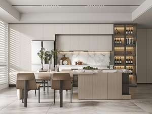 Stile moderno in legno Set di personalizzazione della <span class=keywords><strong>cucina</strong></span> vetro vetrina piano di lavoro in marmo adatto per gli appartamenti - Product Image 4