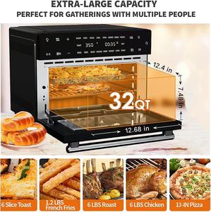 Four à friteuse à <span class=keywords><strong>air</strong></span> de cuisine 18 en 1 32Qt <span class=keywords><strong>combo</strong></span> de friteuse à <span class=keywords><strong>air</strong></span> sans huile avec rôtissoire, pain grillé, cuisson, rôti, fonctions de réchauffage et plus encore - Product Image 6
