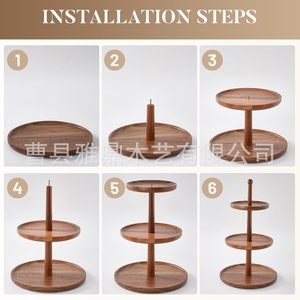 Wooden <b>3</b> <b>Tier</b> Dessert <b>Stand</b> Round Rotating Party Snack Platter For <b>Cake</b> Cupcake Display - Product Image 5