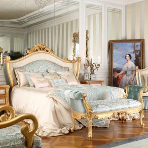 Europäische Villa Barock Schlafzimmermöbel Luxuriöses Massivholz Geschnitztes Stoffkunst 1,8 Meter Französisches Prinzessinnenbett - Product Image 1