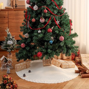 Jupe de sapin de Noël en tricot torsadé blanc crème, motif chevron texturé, en <span class=keywords><strong>acrylique</strong></span>, style ferme, pour base de sapin de Noël, 24/36/48 pouces - Product Image 2