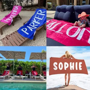 Monogram Custom Print Pattern Name Towels Holiday Personalised Sublimation Quick Dry Sand Free Summer Microfiber Beach Towel