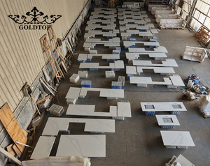 Piedra Artificial de Cuarzo Calacatta Leon Goldtop 5052, Blanca Pulida, de Alta Calidad, Moderna, Resistente al Fuego, Duradera, Personalizable para Hoteles - Product Image 2