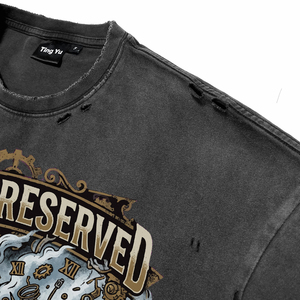 Vintage Acid <b>Wash</b> Distress Short Sleeve Men's Breathable T-Shirts Custom Oversized Punk Graphic Casual Fashion Streetwear Tees - Product Image 6