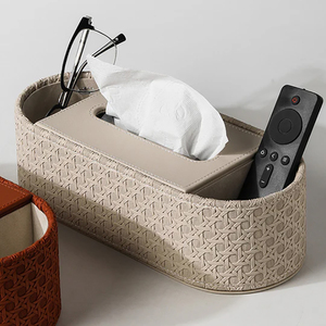 Couvercle de boîte à mouchoirs en cuir PU porte-boîte à mouchoirs ovale <span class=keywords><strong>Kleenex</strong></span> couvre pour bureau à domicile décoration de voiture support de télécommande - Product Image 4