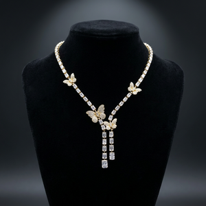 Gold Diamond Butterfly Chokers Necklace Set GIA Certified Luxury Fine Jewelry for Women for Wedding Anniversary and <b>Gift</b> Purpose - Product Image 3