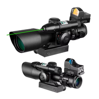 Lunette de visée Luger 2.5-10x40 avec laser vert illuminé + mini viseur point rouge, ensemble combiné