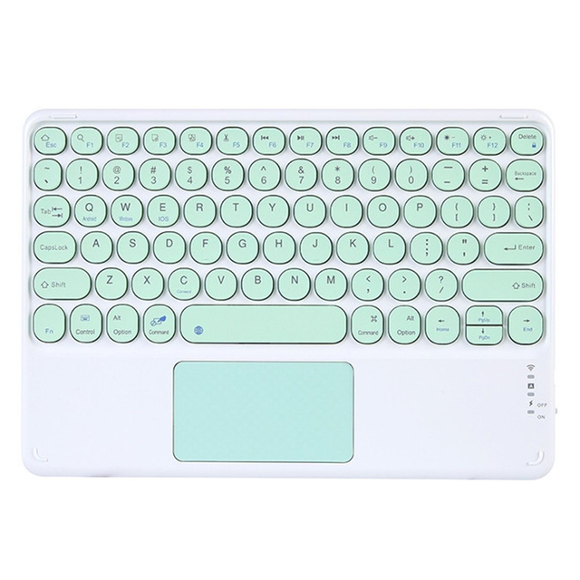 Factory Wholesale Multicolor 10 Inch Wireless BT Keyboard Retro Round Keys with Touchpad for windows IOS Android Tablet PC