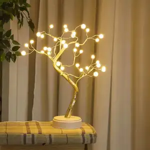 battery and USB powered desktop tree lights night light with touch button, 36 pearl led for room party hotel decoration