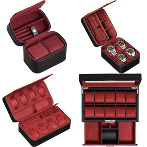 OEM Custom Zipper Cajas Para Joyas Men Storage Display Packaging Travel Leather Luxury 2 4 6 8 10 Slot Watch Box Case Organizer