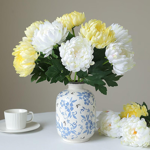 1 Pieza de <span class=keywords><strong>Flores</strong></span> Artificiales de Crisantemo con Tallos, Arreglos Florales de Seda <span class=keywords><strong>para</strong></span> Centros de Mesa de Bodas, Decoración <span class=keywords><strong>para</strong></span> el Hogar y la Oficina - Product Image 1