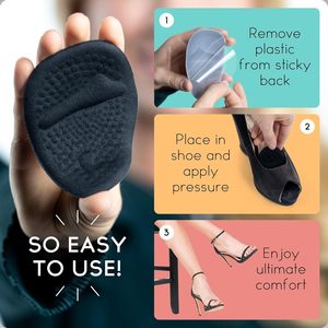 Cuscinetti metatarsali in Gel Comfort tutto il giorno da donna inserti sul tallone a sfera del piede cuscini di una taglia <span class=keywords><strong>per</strong></span> scarpe inserti con sollievo dal dolore-nero - Product Image 4