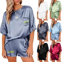 Women's Plus Size Designer Satin Pajamas <strong>Sets</strong> <strong>Top</strong> <strong>Sellers</strong> Solid Color Sleepwear with Elastic Waist Closure Thermal for Summer