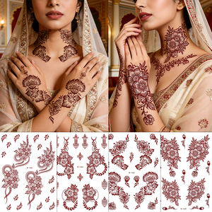 Autocollants de <span class=keywords><strong>tatouage</strong></span> temporaire de haute qualité, motif floral mandala sexy en dentelle marron mystérieux - Product Image 4