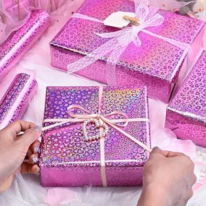 Girly Romantic Metallic Pink Rainbow Holographic Heart Wrapping <b>Paper</b> Laser <b>Paper</b> <b>Packaging</b> <b>Paper</b> For Gift Wrapping - Product Image 3