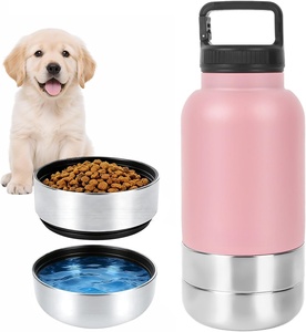 Nouveau design – Gamelle 3-en-1 personnalisable avec logo, en acier inoxydable à double paroi, 32oz/64oz, pour chien, pour nourriture et eau, avec revêtement poudré - Product Image 1