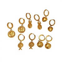 Cross-border geometrische roestvrijstalen 18K vergulde perzikhart fruitdesign zomer ocean-stijl unisex hangende oorbellen