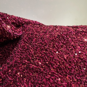 Tessuto di <span class=keywords><strong>Velluto</strong></span> di Lusso <span class=keywords><strong>Bordeaux</strong></span> di Peso Medio con Paillettes e Ricami Solidi per Abiti da Sposa, Costumi da Bagno e Tessuti per la Casa - Product Image 4