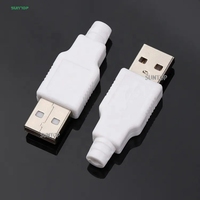AM Konektor USB Tipe A Male USB 2.0 4 Pin Soket Adaptor Solder dengan Penutup Plastik Putih