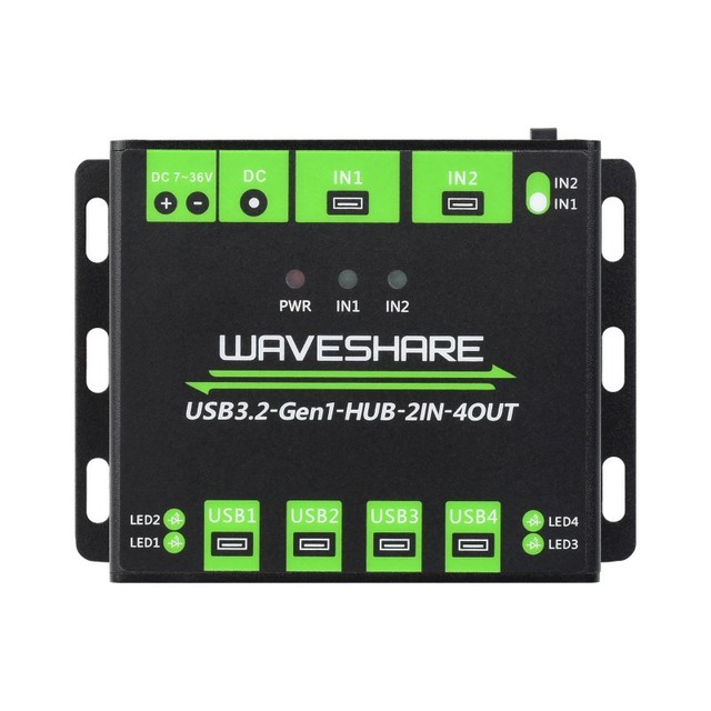 Industrial-Grade 4-Port USB 3.2 Hub Dual Host Shared 2-In 4-Out USB Expansion Module Model L0546