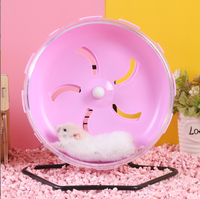 Roda Lari Senyap untuk Hewan Kecil dengan Stand yang Dapat Disesuaikan, Roda Latihan Plastik Senyap untuk Hamster, Gerbil, dll.