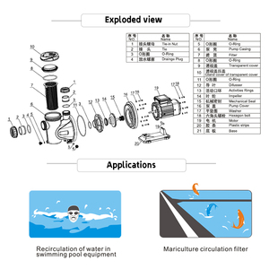 Pompe de circulation d'eau électrique pour <span class=keywords><strong>spa</strong></span> et piscine avec <span class=keywords><strong>filtre</strong></span> à sable 220-240V/50HZ 1.0HP/0.75KW Plastique - Product Image 6