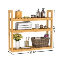 Organisateur de rangement en bambou à 3 niveaux personnalisable, étagères réglables pour montage mural, autoportant pour les îlots de salle de bain, les chariots