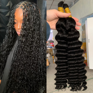 Extensiones de Cabello Humano Remy Brasileño al por Mayor, Ondulado Profundo, Doble Trama, Rizado, Virgen, Todos los Colores para Trenzar - Product Image 2