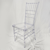 Chaises Chiavari transparentes en acrylique pour banquets, hôtels, mariages et fêtes, avec coussin, vente en gros