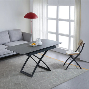 <span class=keywords><strong>Mesa</strong></span> de comedor de café de vidrio templado extensible extraíble deslizante ajustable en altura contemporánea para muebles de sala de estar para el hogar - Product Image 2