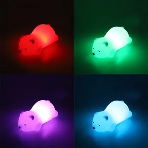 Oso de Control táctil para niños, luz nocturna LED de silicona recargable con cambio de Color de respiración para decoración de dormitorio, regalo