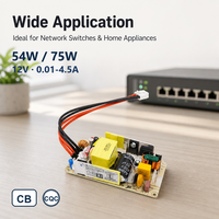 Adaptor Daya Open Frame 20W 36W 54W 75W 12v 0.1a 1 Amp 2a 4.5a AC DC Papan PCB Kosong Adaptor Catu Daya untuk Router Kamera CCTV