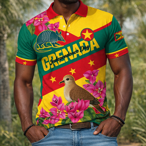Camiseta Polo Personalizada del Día de la Independencia de Granada 1974, La Gwinad, Dove, <span class=keywords><strong>Armadillo</strong></span>, Together, Camiseta Polo para Hombre al por Mayor - Product Image 1