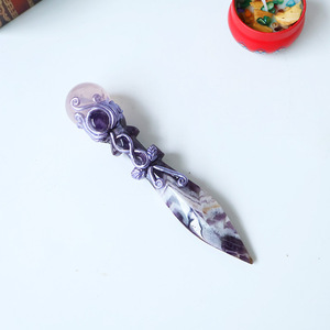 Daga Mágica de Obsidiana Natural con Amatista Tallada en Cristal para Brujería, Artesanía y Decoración del Hogar - Product Image 6
