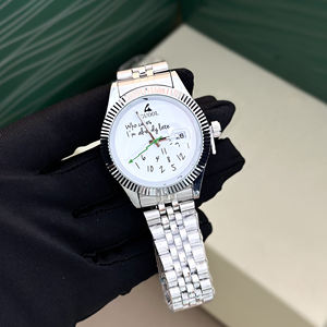 Montres pour hommes CUOOL, style designer, qui s'en soucie, je suis déjà en retard, cadran blanc, lunette cannelée, date, acier inoxydable, collection pour hommes - Product Image 3