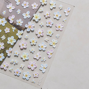 5D fleur <span class=keywords><strong>Pastel</strong></span> <span class=keywords><strong>jaune</strong></span> 5D coloré Floral Relief jardin fleurs pétale auto-adhésif décoration manucure décalcomanie - Product Image 4