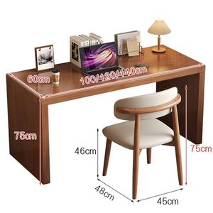 Solid Wood Computer <b>Desk</b> Minimalist Modern Style Home Office Study <b>Table</b> Bedroom Workstation 120cm Length - Product Image 4