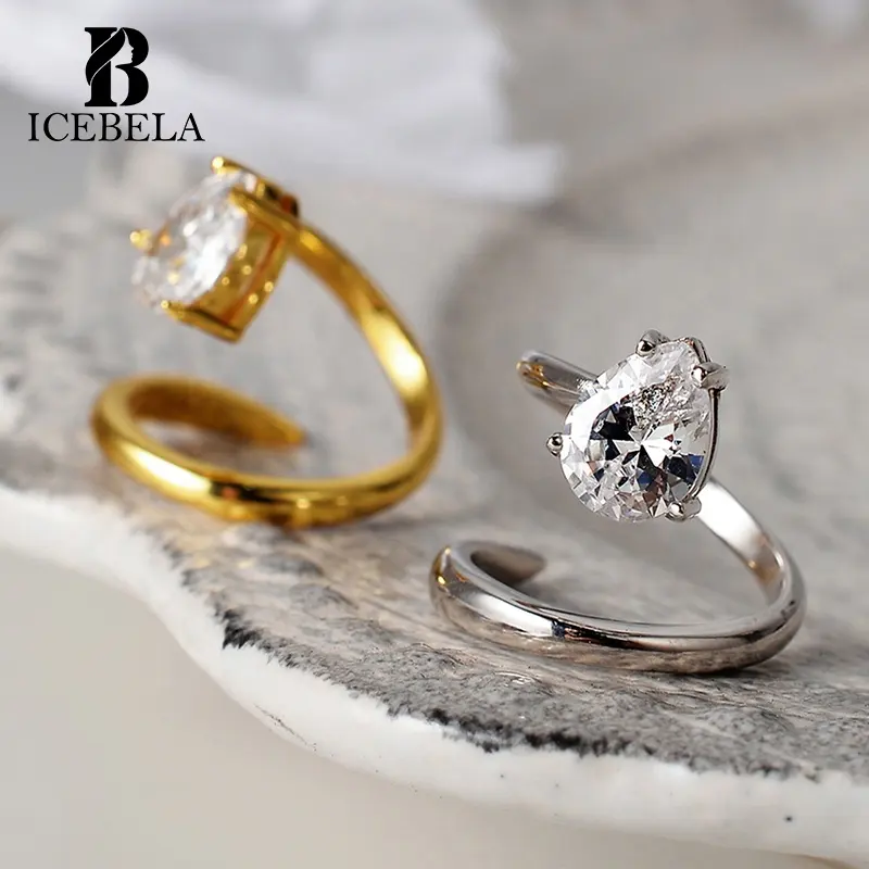 Anello in argento Sterling per donna con anello di gioielli di lusso 5a zircone con Design regolabile S925