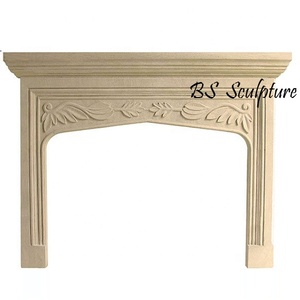 Envolvente de chimenea de travertino de mármol beige victoriano independiente simple personalizado - Product Image 1