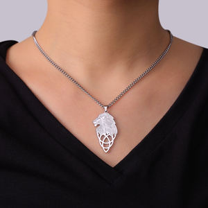 Myshape Colliers Tête de Lion <span class=keywords><strong>Rock</strong></span> pour Hommes Garçons Acier Inoxydable Animal Nœud <span class=keywords><strong>Celtique</strong></span> Chaîne Lion Choker Fashion Hip Hop Jewelry Gift - Product Image 2