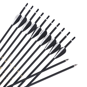 Accesorios de caza Ballesta de tiro Flecha de carbono ligera 16/20 pulgadas Columna vertebral 400 con pluma <span class=keywords><strong>naranja</strong></span> Verde Negro - Product Image 1
