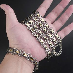 Nuevo Diseño, Cadena Bizantina de Acero Inoxidable Chapada en Oro de Dos Tonos para Hombre, Pulsera Punk, Collar, Joyería - Product Image 2