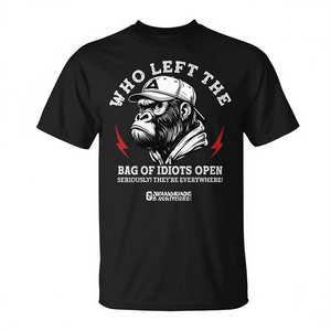 Camiseta negra con estampado gráfico para hombre Who Left The Bag Of Idiots - Product Image 2